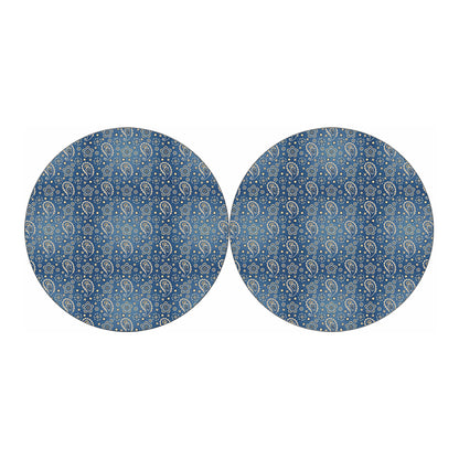 Blue Denim Western Paisley Print Car Coasters