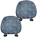 Blue Denim Western Paisley Print Car Headrest Covers