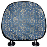 Blue Denim Western Paisley Print Car Headrest Covers