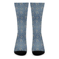 Blue Denim Western Paisley Print Crew Socks