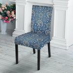 Blue Denim Western Paisley Print Dining Chair Slipcover
