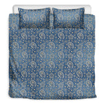 Blue Denim Western Paisley Print Duvet Cover Bedding Set