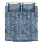 Blue Denim Western Paisley Print Duvet Cover Bedding Set