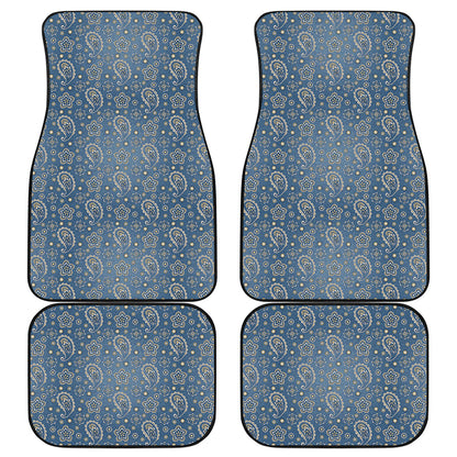 Blue Denim Western Paisley Print Front and Back Car Floor Mats