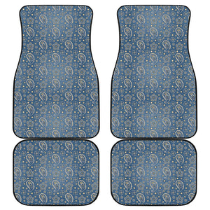 Blue Denim Western Paisley Print Front and Back Car Floor Mats