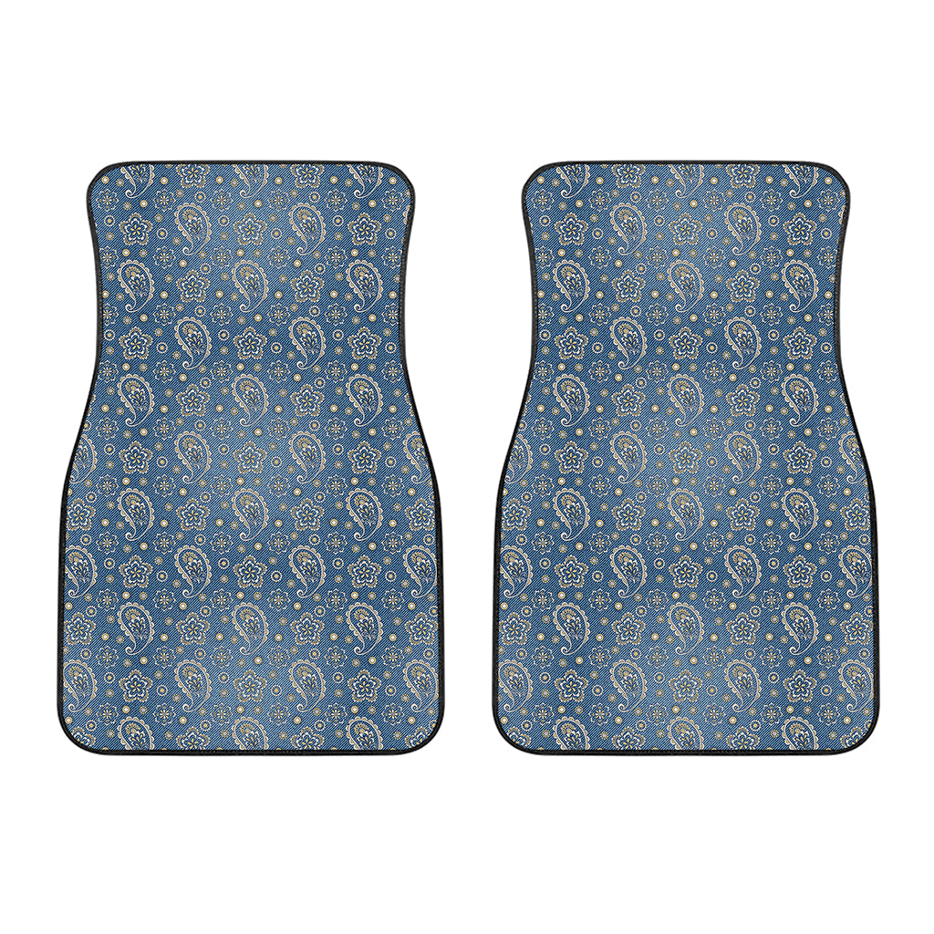 Blue Denim Western Paisley Print Front Car Floor Mats