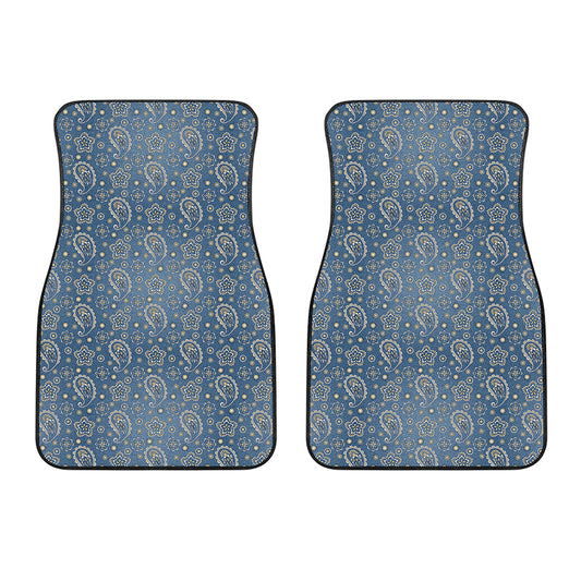 Blue Denim Western Paisley Print Front Car Floor Mats