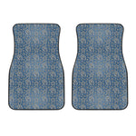 Blue Denim Western Paisley Print Front Car Floor Mats