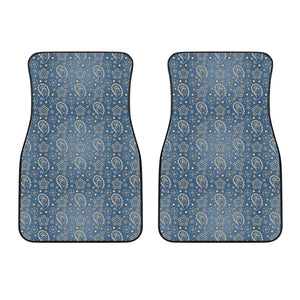 Blue Denim Western Paisley Print Front Car Floor Mats