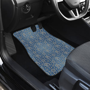 Blue Denim Western Paisley Print Front Car Floor Mats