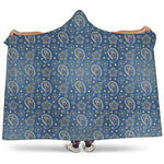 Blue Denim Western Paisley Print Hooded Blanket