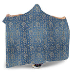 Blue Denim Western Paisley Print Hooded Blanket