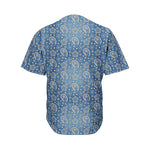 Blue Denim Western Paisley Print Men's Baseball Jersey