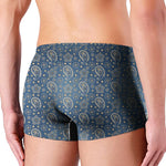 Blue Denim Western Paisley Print Men's Boxer Briefs