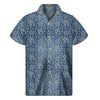 Blue Denim Western Paisley Print Men's Short Sleeve Shirt