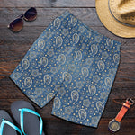 Blue Denim Western Paisley Print Men's Shorts