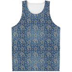 Blue Denim Western Paisley Print Men's Tank Top