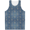 Blue Denim Western Paisley Print Men's Tank Top