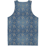 Blue Denim Western Paisley Print Men's Tank Top