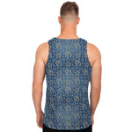 Blue Denim Western Paisley Print Men's Tank Top