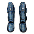 Blue Denim Western Paisley Print Muay Thai Shin Guards