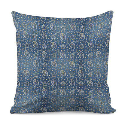 Blue Denim Western Paisley Print Pillow Cover