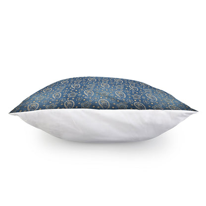 Blue Denim Western Paisley Print Pillow Cover