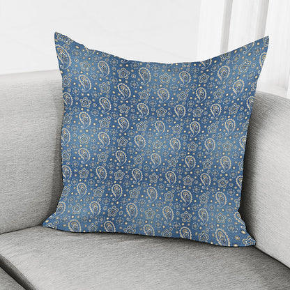 Blue Denim Western Paisley Print Pillow Cover