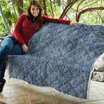Blue Denim Western Paisley Print Quilt