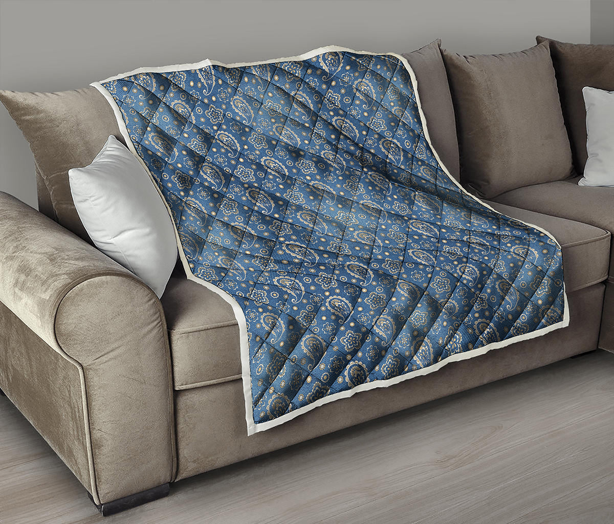 Blue Denim Western Paisley Print Quilt