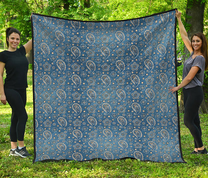 Blue Denim Western Paisley Print Quilt