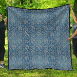 Blue Denim Western Paisley Print Quilt