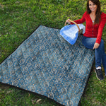 Blue Denim Western Paisley Print Quilt