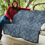 Blue Denim Western Paisley Print Quilt
