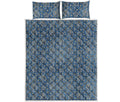 Blue Denim Western Paisley Print Quilt Bed Set