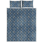 Blue Denim Western Paisley Print Quilt Bed Set