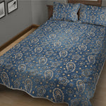 Blue Denim Western Paisley Print Quilt Bed Set