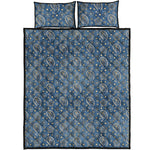 Blue Denim Western Paisley Print Quilt Bed Set