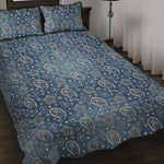Blue Denim Western Paisley Print Quilt Bed Set