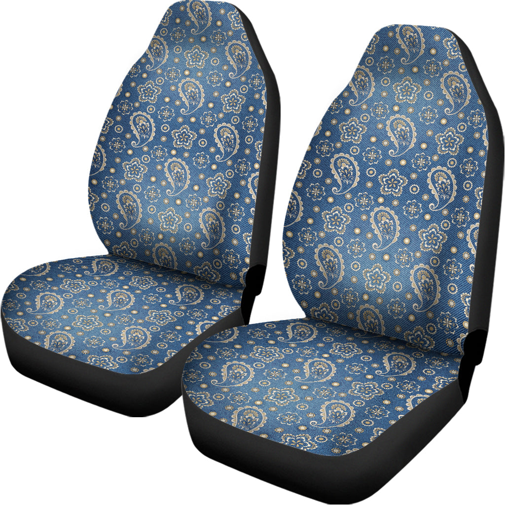 Blue Denim Western Paisley Print Universal Fit Car Seat Covers