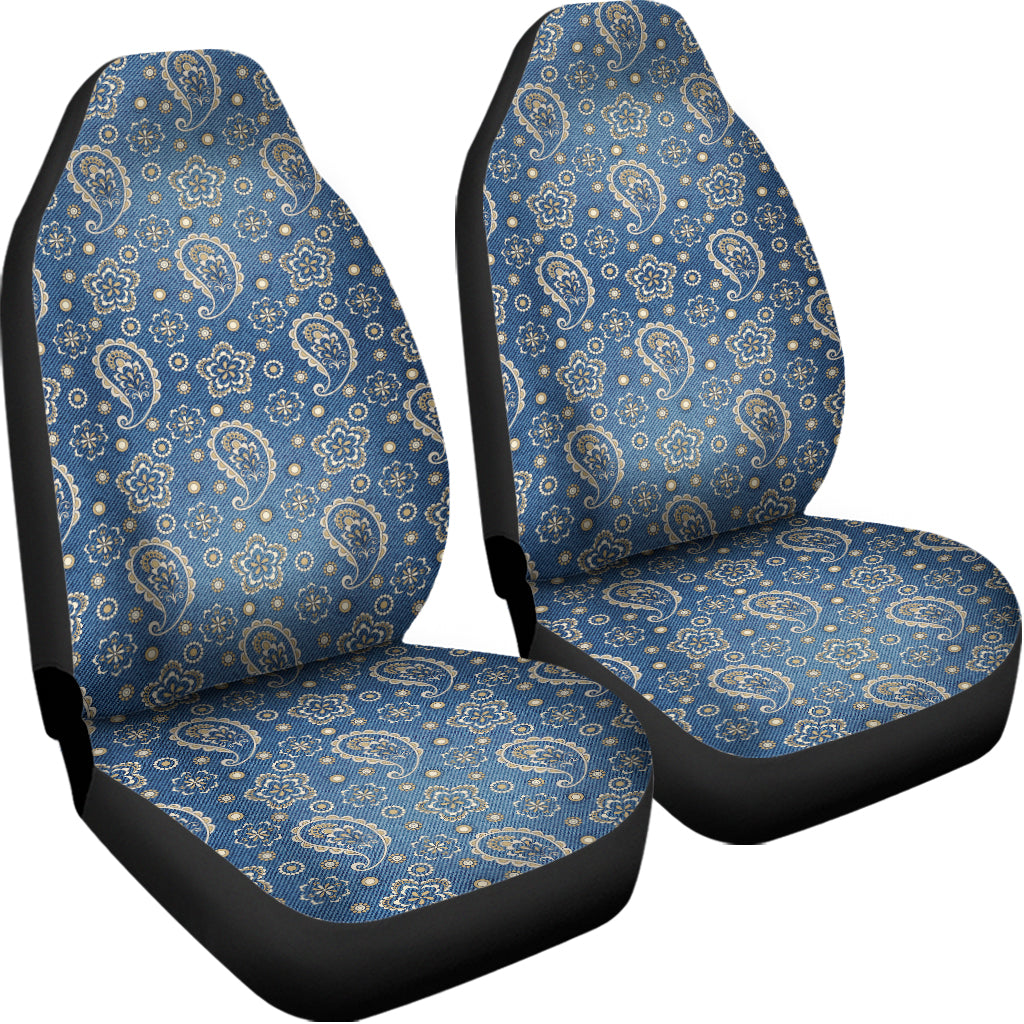 Blue Denim Western Paisley Print Universal Fit Car Seat Covers