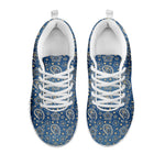 Blue Denim Western Paisley Print White Sneakers