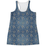 Blue Denim Western Paisley Print Women's Racerback Tank Top