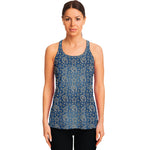 Blue Denim Western Paisley Print Women's Racerback Tank Top