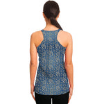 Blue Denim Western Paisley Print Women's Racerback Tank Top