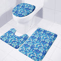 Blue Digital Camo Pattern Print 3 Piece Bath Mat Set
