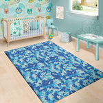 Blue Digital Camo Pattern Print Area Rug