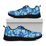 Blue Digital Camo Pattern Print Black Sneakers