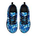 Blue Digital Camo Pattern Print Black Sneakers