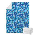 Blue Digital Camo Pattern Print Blanket